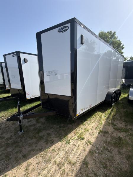 New 2026 ITI Cargo 7 X 16 XE Flat Top V-Nose 7K (Composite White/Black Trim)