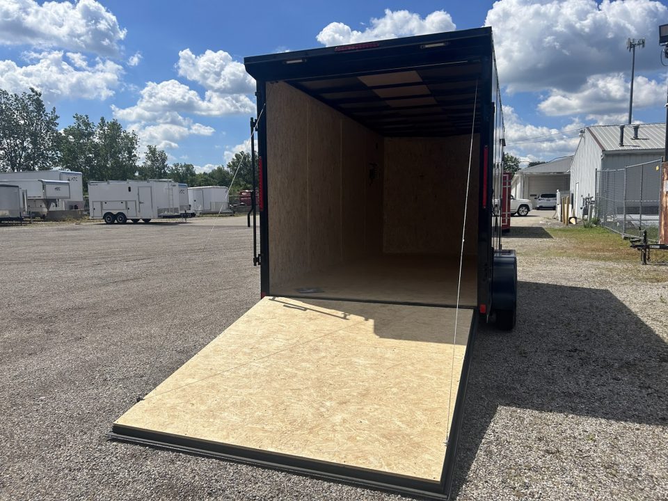 New 2026 Pace American 7 X 16 FT V-NOSE ENCLOSED CARGO TRAILER BLACK OUT TRIM 7 FT INTERIOR RAMP DOOR