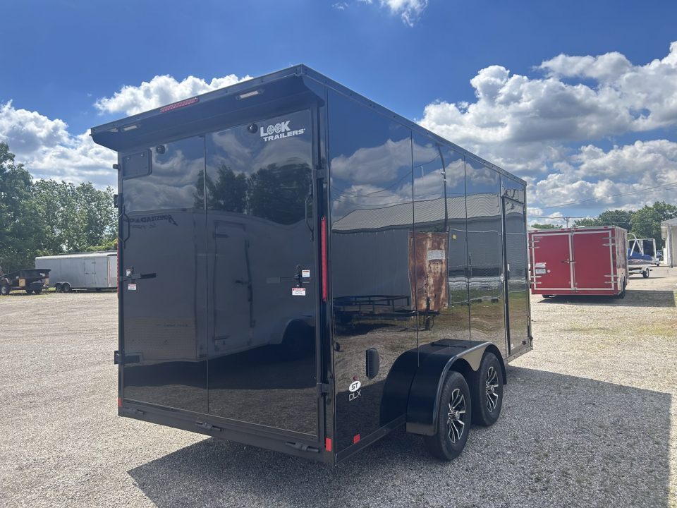 New 2026 Pace American 7 X 16 FT V-NOSE ENCLOSED CARGO TRAILER BLACK OUT TRIM 7 FT INTERIOR RAMP DOOR