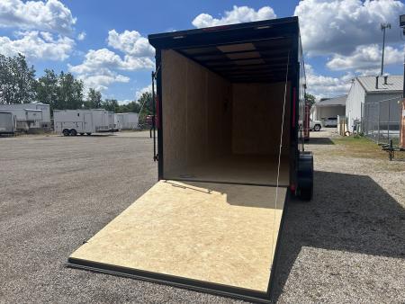New 2026 Pace American 7 X 16 FT V-NOSE ENCLOSED CARGO TRAILER BLACK OUT TRIM 7 FT INTERIOR RAMP DOOR