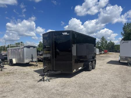 New 2026 Pace American 7 X 16 FT V-NOSE ENCLOSED CARGO TRAILER BLACK OUT TRIM 7 FT INTERIOR RAMP DOOR