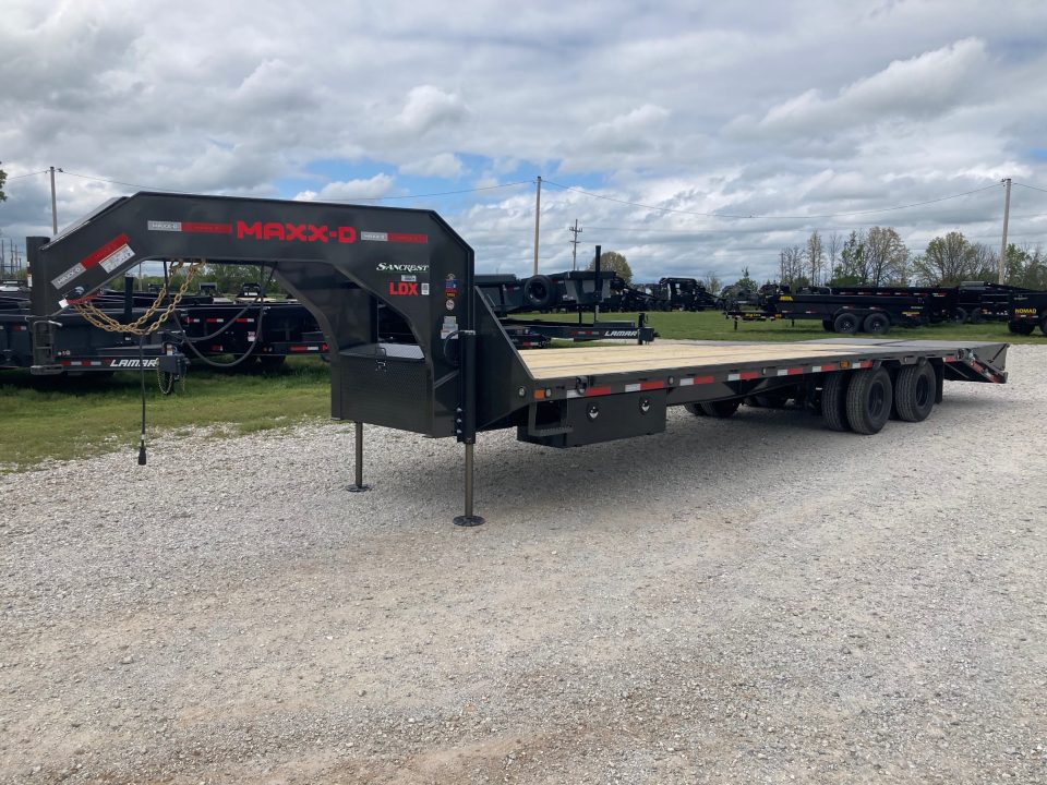 New 2026 MAXX-D 102x30 TANDEM 25K GN W/ 5' DOVE, MAX RAMPS & HYDROJACKS Flatbed Trailer