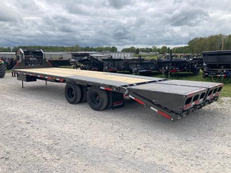 New 2026 MAXX-D 102x30 TANDEM 25K GN W/ 5' DOVE, MAX RAMPS & HYDROJACKS Flatbed Trailer