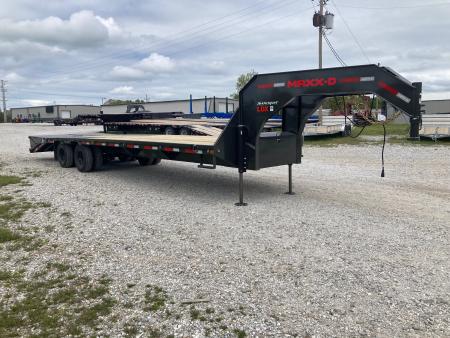 New 2026 MAXX-D 102x30 TANDEM 25K GN W/ 5' DOVE, MAX RAMPS & HYDROJACKS Flatbed Trailer