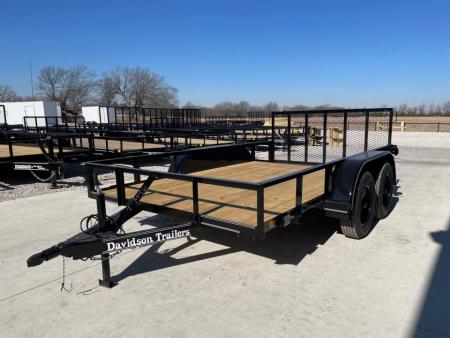 New 2026 DAVIIDSON 77X12 (2) TANDEM 3500lb AXLES, ANGLE TOP DOVETAIL 36"GATE UTILITY TRAILER