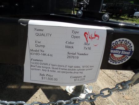 New 2027 Quality Steel and Aluminum 7x16 with 2 ft. high sides Dump Trailer