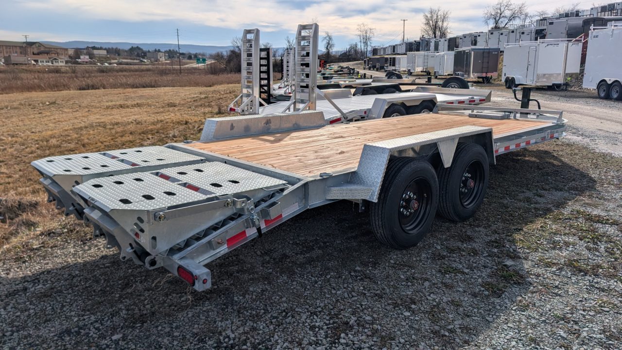 New 2026 BWise 20' (17+3) HD Lo Pro GALVANIZED Equipment Hauler w/ Full Width Self Leveling Ramps & Self Cleaning Dove Tail