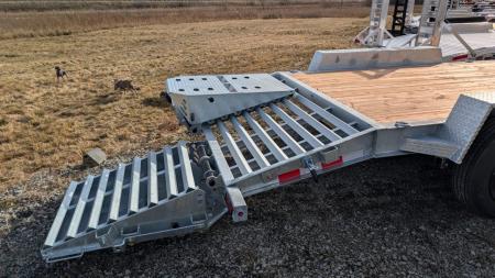 New 2026 BWise 20' (17+3) HD Lo Pro GALVANIZED Equipment Hauler w/ Full Width Self Leveling Ramps & Self Cleaning Dove Tail