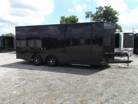 New 2025 Covered Wagon Trailers 8.5x20 Cargo / Enclosed Trailer / Car Hauler / 7ft Interior / 5200# Split Torsion Axles / 48  RV Side Door / 60  Triple Tube Tongue / .080 Black Poly Semi Screwless Exterior / Extra Wide Ramp / Mags / Black Out Package