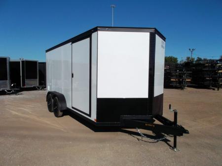 New 2026 Covered Wagon Trailers 7x16 Cargo Trailer / Enclosed Trailer / 6'6" Interior / Extra Wide Ramp / 48" RV Door / .030 White Semi-Screwless Exterior / Black Out Package
