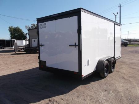 New 2026 Covered Wagon Trailers 7x16 Cargo Trailer / Enclosed Trailer / 6'6" Interior / Extra Wide Ramp / 48" RV Door / .030 White Semi-Screwless Exterior / Black Out Package