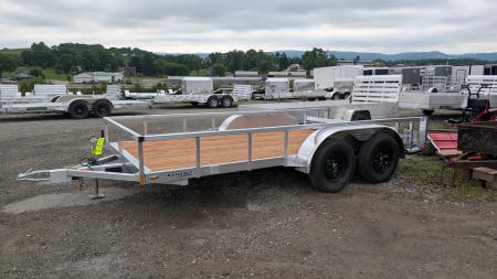 New 2027 Legend 7x14 Open Deluxe Aluminum Tandem Axle Utility Trailer w/ Bi-Fold Gate