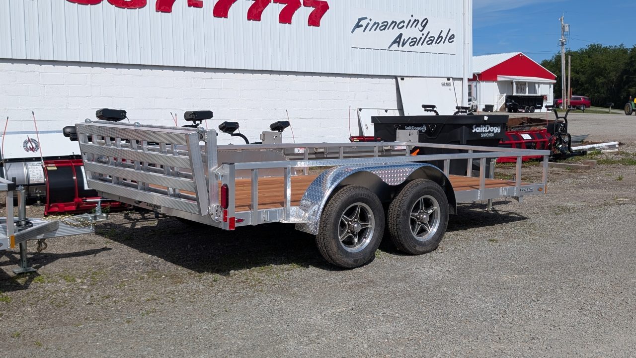 New 2027 Legend 7x14 Open Deluxe Aluminum Tandem Axle Utility Trailer w/ Bi-Fold Gate