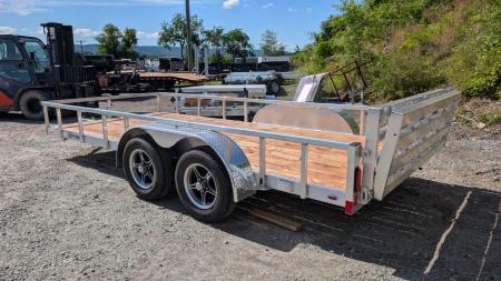 New 2027 Legend 7x14 Open Deluxe Aluminum Tandem Axle Utility Trailer w/ Bi-Fold Gate