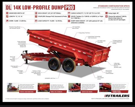 New 2026 PJ Trailer DL162 Dump Trailer 83X16 TA 24" SIDES (GVW:15400) BLACK