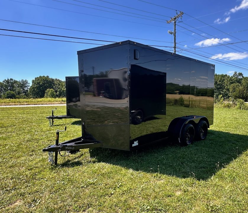 New 2026 Luxe 7X14 Enclosed Trailer-3500LB Tandem Axle-Black Poly-Blackout