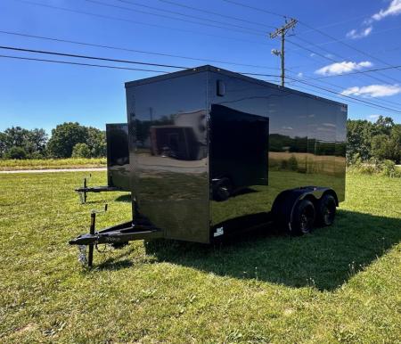 New 2026 Luxe 7X14 Enclosed Trailer-3500LB Tandem Axle-Black Poly-Blackout