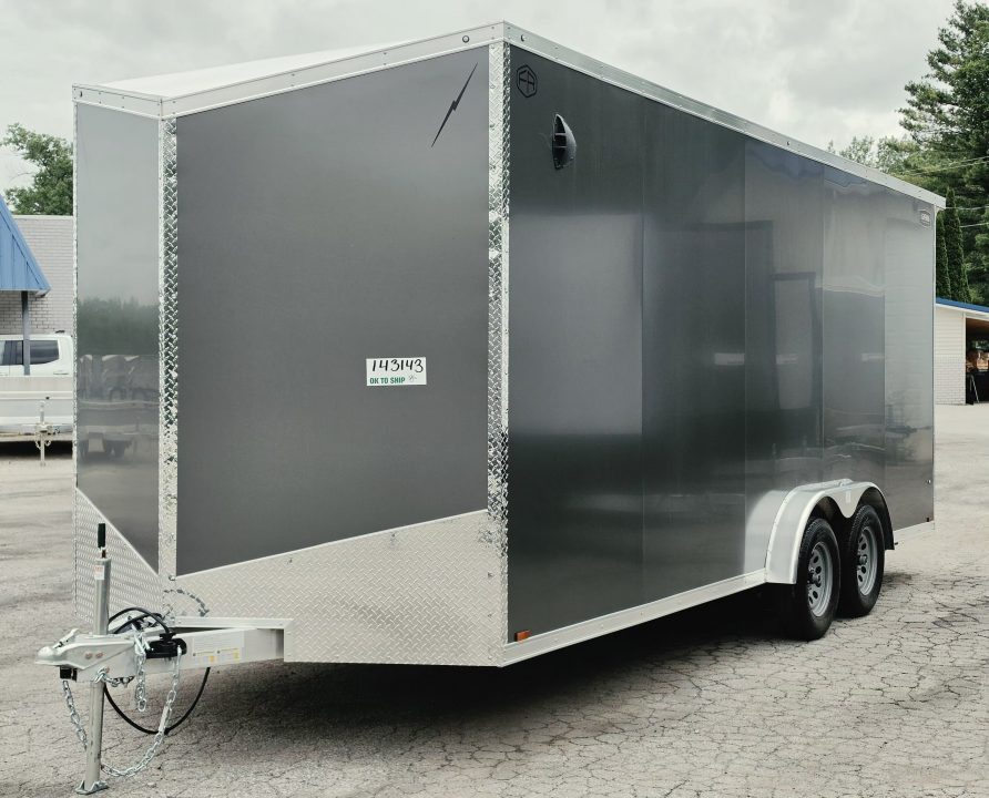 New 7.5 X 20 CARGO ENCLOSED REAR RAMP DOOR ALL ALUMINUM LIGHTNING 2027