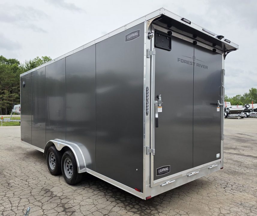 New 7.5 X 20 CARGO ENCLOSED REAR RAMP DOOR ALL ALUMINUM LIGHTNING 2027