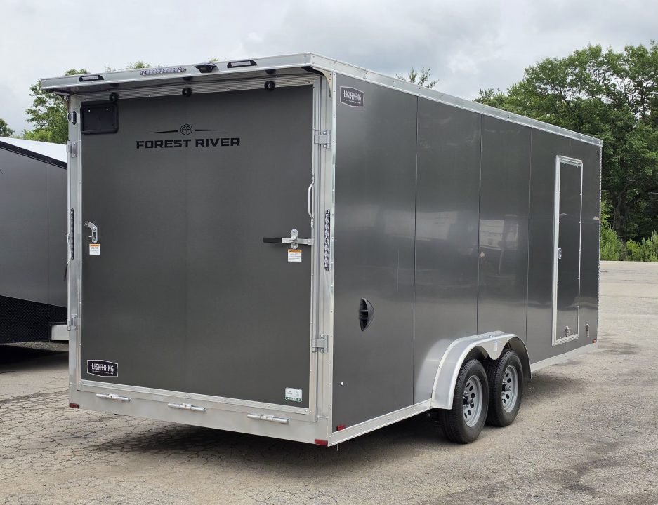 New 7.5 X 20 CARGO ENCLOSED REAR RAMP DOOR ALL ALUMINUM LIGHTNING 2027