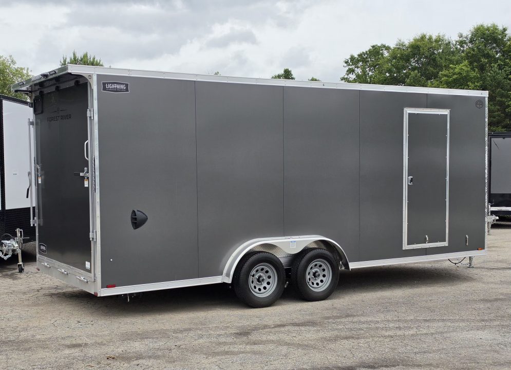 New 7.5 X 20 CARGO ENCLOSED REAR RAMP DOOR ALL ALUMINUM LIGHTNING 2027