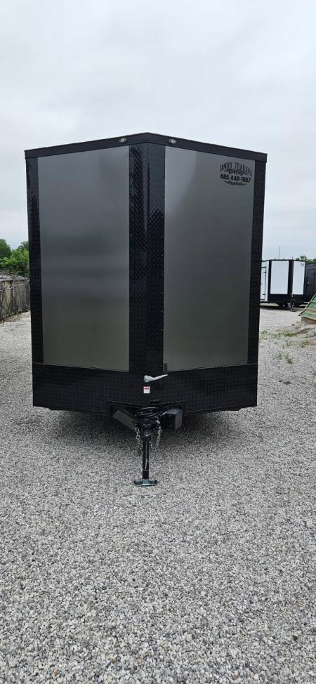 New 2026 Family Trailer 7x16 Tandem Axle Cargo / Enclosed Trailer-Screwless Exterior-Blackout Pkg-Rear Spoiler-HD Axles