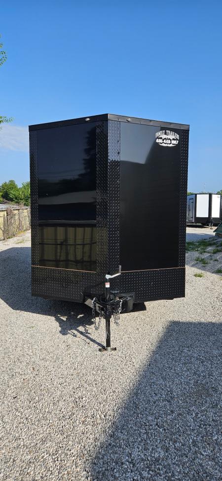 New 2026 Family Trailer 7x14 Tandem Axle Cargo / Enclosed Trailer-Screwless Exterior-Blackout Pkg-Rear Spoiler-HD AXLES