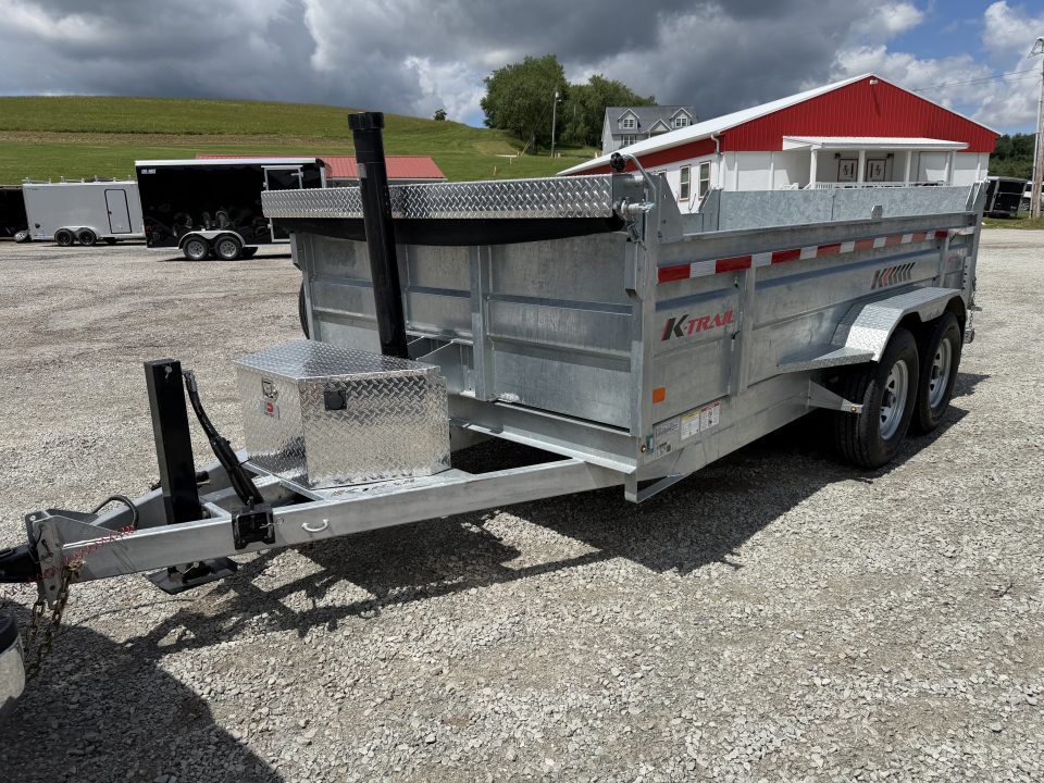Used 2025 K-Trail 7x14 Pro Series Galvanized Equipment Dump Trailer with Hydraulic Jack