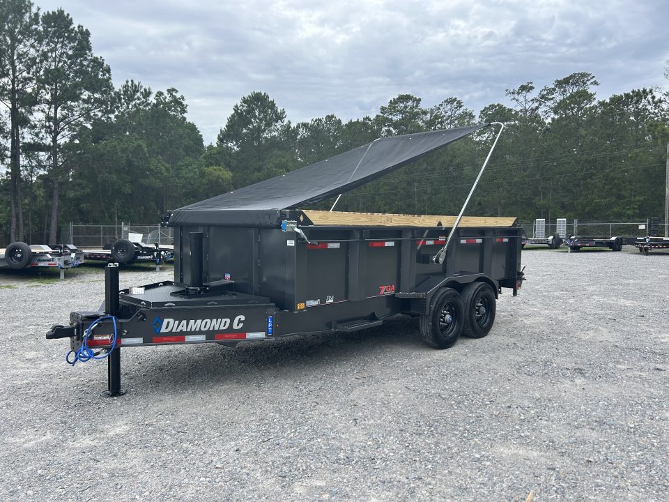 New 2026 Diamond C LPT210 7x16 Dump Trailer, 5-Stage Telescopic, 7ga Floor, 32" Sides, Swing Tarp, Hyd Jack #16,490 Payload !!!