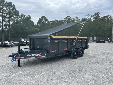 New 2026 Diamond C LPT210 7x16 Dump Trailer, 5-Stage Telescopic, 7ga Floor, 32" Sides, Swing Tarp, Hyd Jack #16,490 Payload !!!