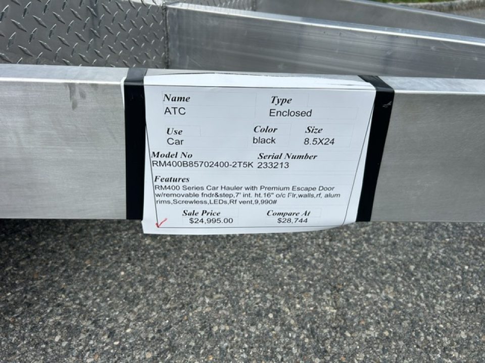 New 2025 ATC ATC-RM400-8.5X24-10K Enclosed Car / Racing Trailer