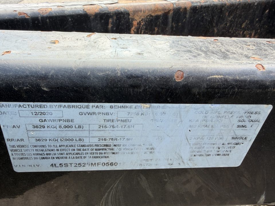 Used 2021 Used Behnke BB Trailer Equipment Trailer
