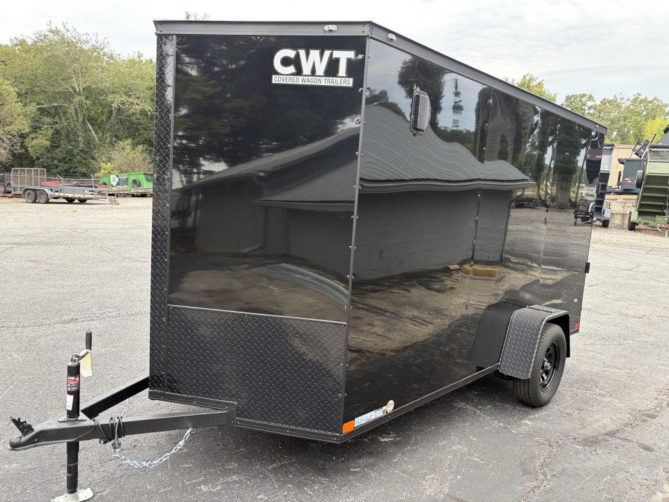 New 2027 Covered Wagon 6X12 Enclosed, 6'6" Height, Black Trim