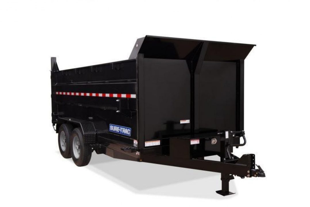 New 7 x 14 Sure-Trac HD Telescopic 4ft High Sides Dump Trailer 14k