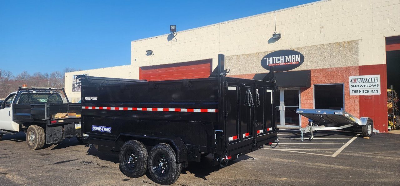 New 7 x 14 Sure-Trac HD Telescopic 4ft High Sides Dump Trailer 14k