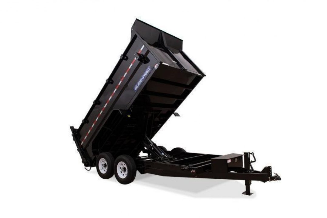 New 7 x 14 Sure-Trac HD Telescopic 4ft High Sides Dump Trailer 14k