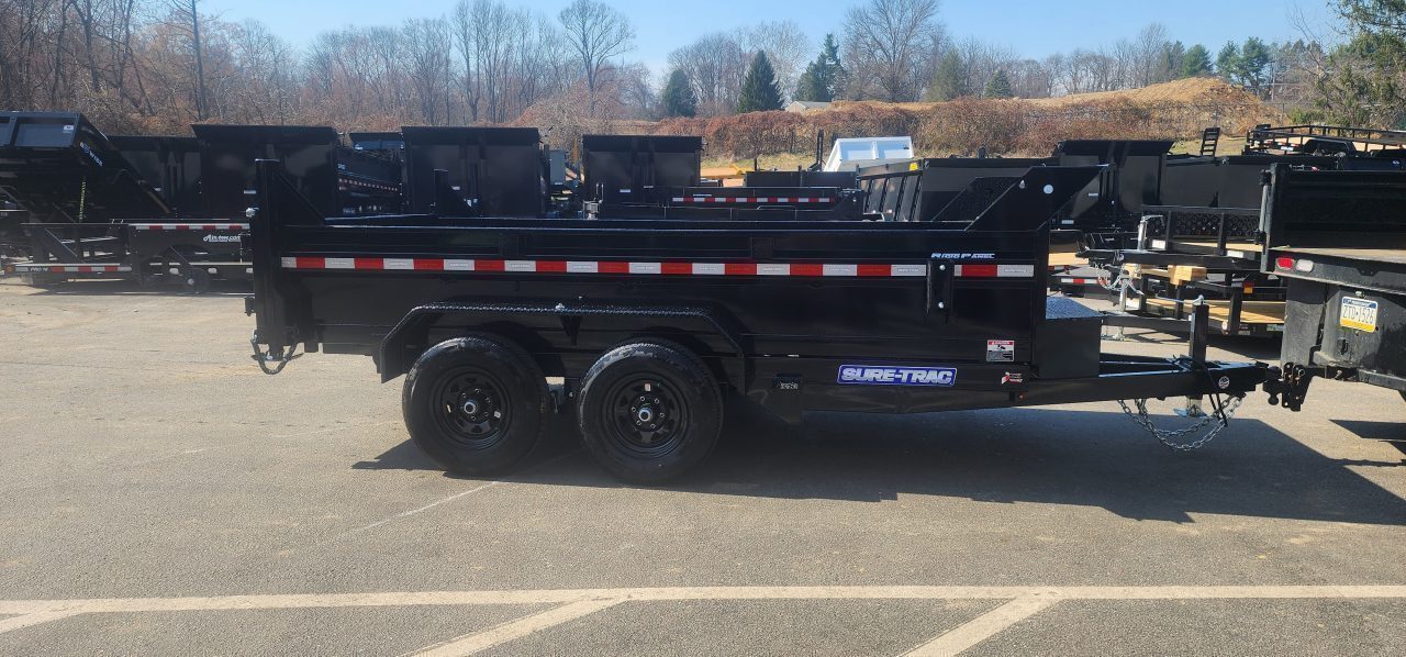 New 6 x 12 Sure-Trac Low-Pro Single Ram Dump Trailer 10k**Stabilizer Jacks & Adjustable Pintle