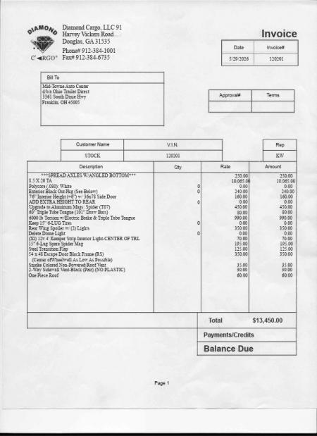 New 2026 Diamond Cargo 8.5' X 20' TA V-Nosed Enclosed Trailer/ 5 Year Warranty Cargo / Enclosed Trailer