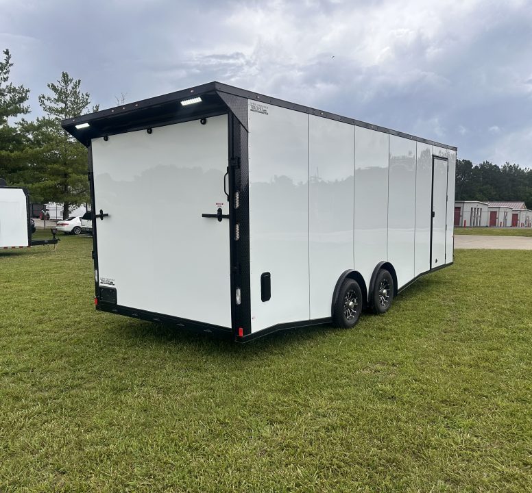New 2026 Rock Solid 8.5x24 7'6" Interior Car Hauler-5200LB Torsion Axle-White Poly- Blackout-Enclosed Car Hauler
