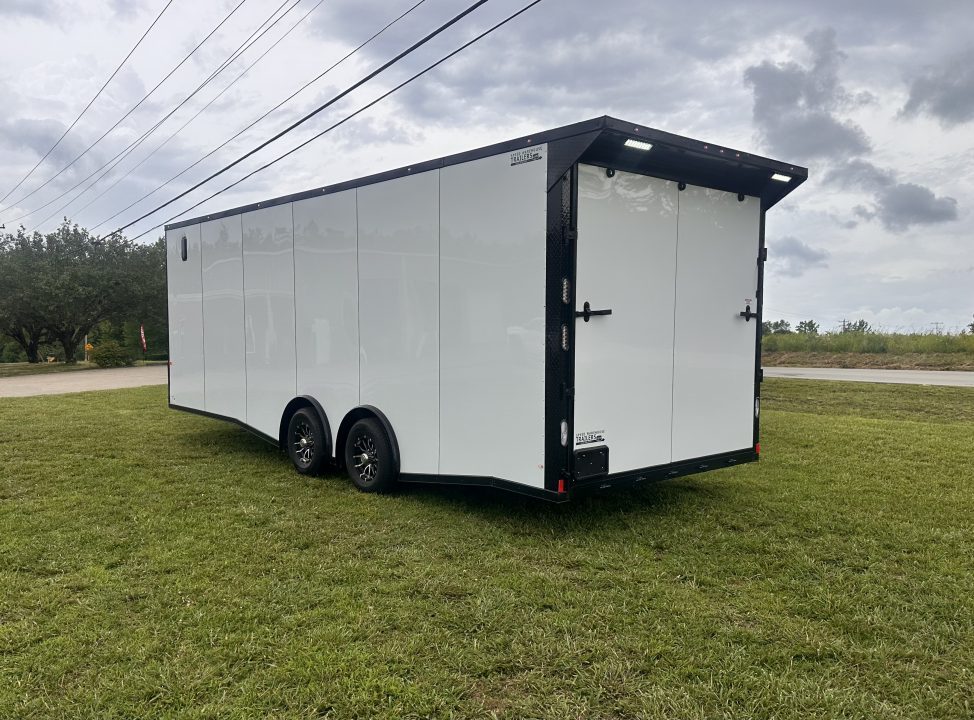 New 2026 Rock Solid 8.5x24 7'6" Interior Car Hauler-5200LB Torsion Axle-White Poly- Blackout-Enclosed Car Hauler