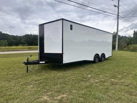 New 2026 Rock Solid 8.5x24 7'6" Interior Car Hauler-5200LB Torsion Axle-White Poly- Blackout-Enclosed Car Hauler