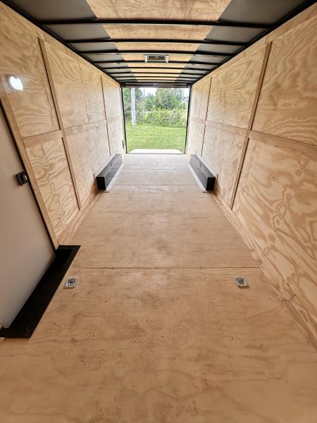New 2026 Rock Solid 8.5x24 7'6" Interior Car Hauler-5200LB Torsion Axle-White Poly- Blackout-Enclosed Car Hauler
