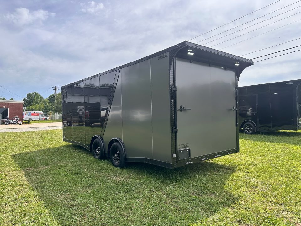 New 2026 Luxe 8.5x22 Racing Trailer Finished Interior- 5200 Tandem Axle-Two Toned Black Charcoal- Recessed E-Track