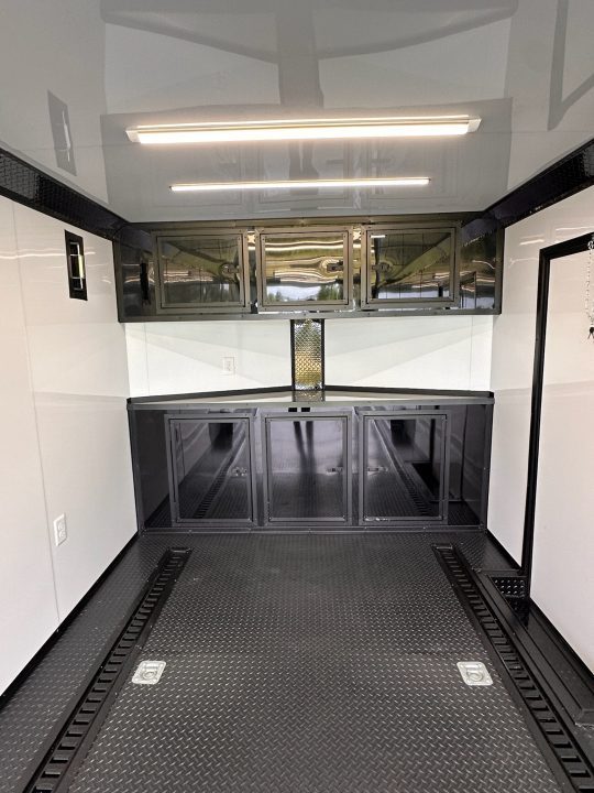 New 2026 Luxe 8.5x22 Racing Trailer Finished Interior- 5200 Tandem Axle-Two Toned Black Charcoal- Recessed E-Track