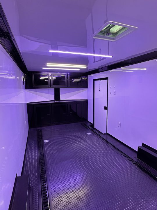 New 2026 Luxe 8.5x22 Racing Trailer Finished Interior- 5200 Tandem Axle-Two Toned Black Charcoal- Recessed E-Track