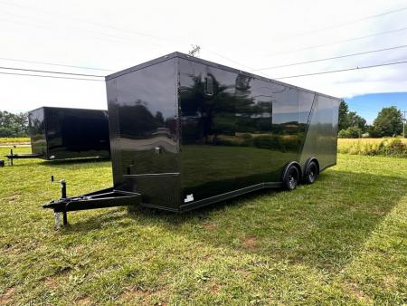 New 2026 Luxe 8.5x22 Racing Trailer Finished Interior- 5200 Tandem Axle-Two Toned Black Charcoal- Recessed E-Track