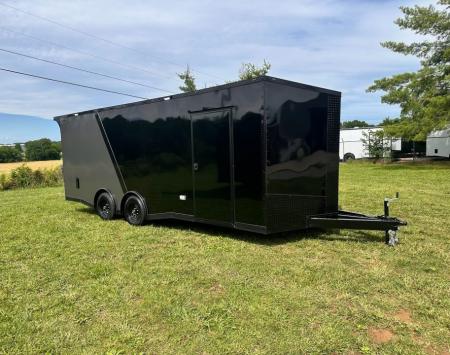 New 2026 Luxe 8.5x22 Racing Trailer Finished Interior- 5200 Tandem Axle-Two Toned Black Charcoal- Recessed E-Track