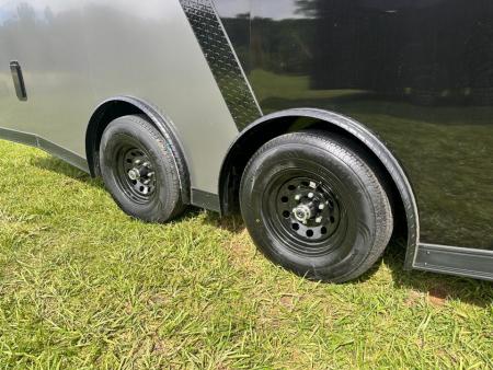 New 2026 Luxe 8.5x22 Racing Trailer Finished Interior- 5200 Tandem Axle-Two Toned Black Charcoal- Recessed E-Track
