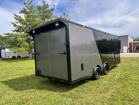 New 2026 Luxe 8.5x22 Racing Trailer Finished Interior- 5200 Tandem Axle-Two Toned Black Charcoal- Recessed E-Track
