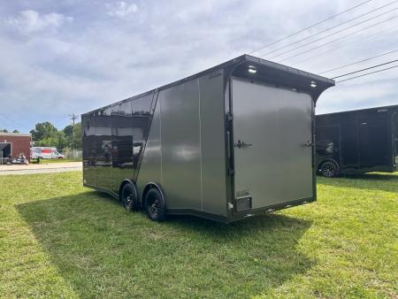 New 2026 Luxe 8.5x22 Racing Trailer Finished Interior- 5200 Tandem Axle-Two Toned Black Charcoal- Recessed E-Track